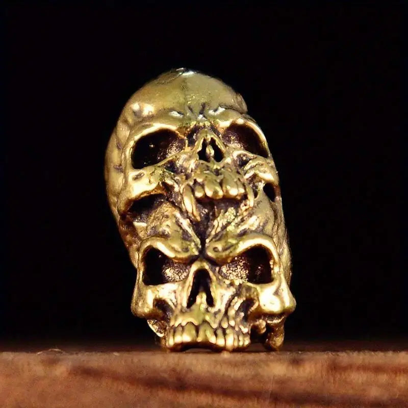 Brass Double Layer Skull Knife Bead EDC Paracord Lanyard Pendant Brass Lanyard Pendant Babs 1PC