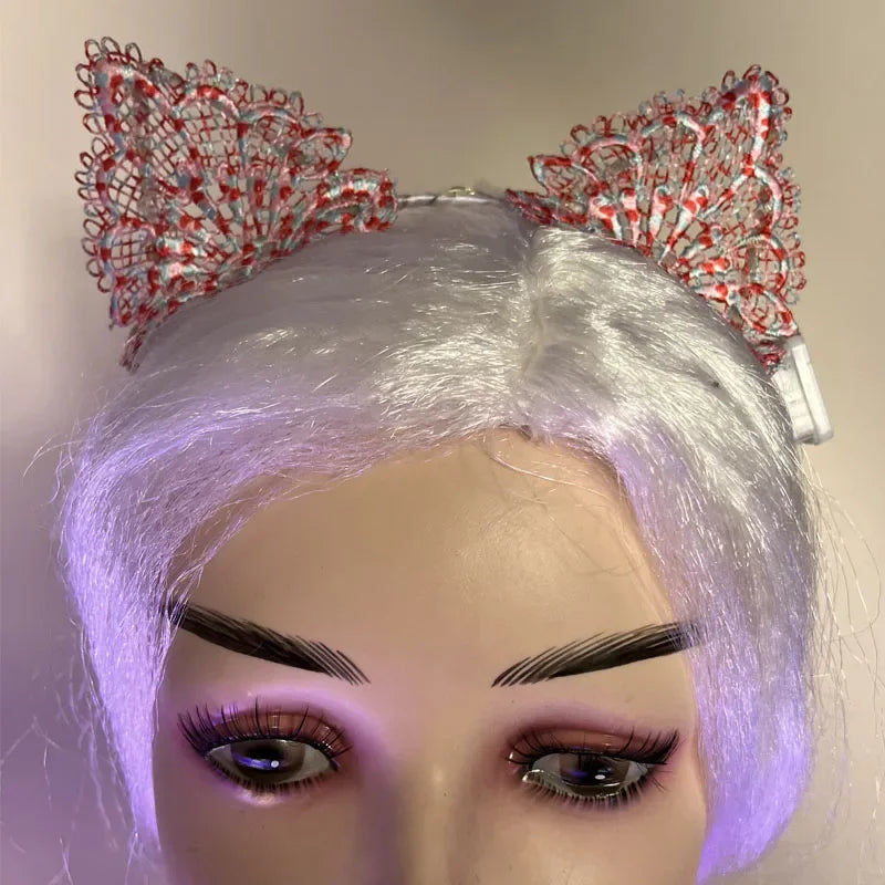 LED Lace Cat & Fox Glow Headbands for Rave & Parties LED Party Headband Babs