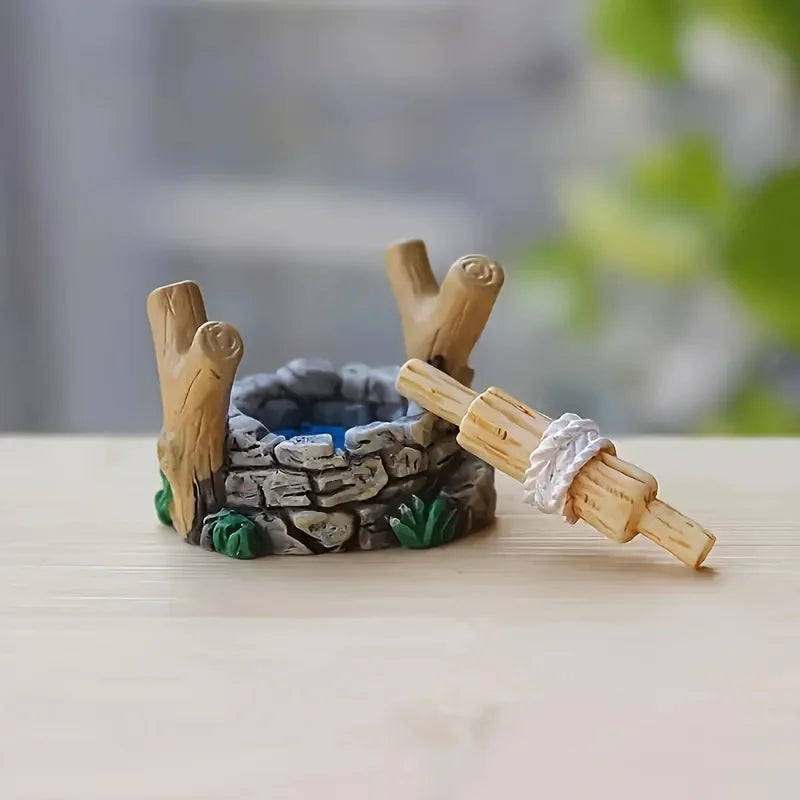 Miniature Well Statue – Handmade Resin Micro Landscape Décor Miniature Garden Statue Babs