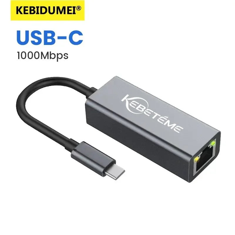 USB 3.0 to RJ45 Gigabit Ethernet Adapter 1000Mbps – KEBIDUMEI USB Ethernet Adapter Babs 1000M Type C to RJ45