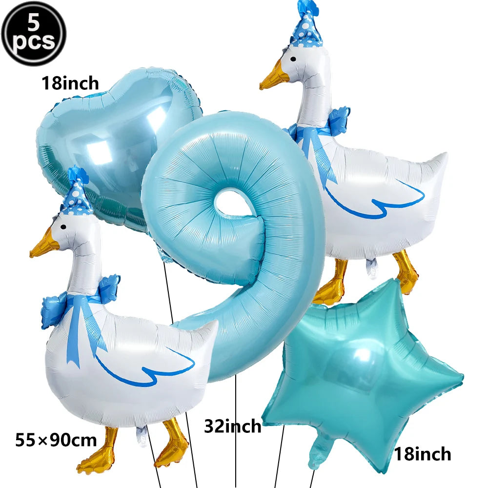 Goose 1st Birthday Foil Balloon Set – Farm Animal Party Decor Birthday Foil Balloon Set Babs DARK GRAY As pictures show