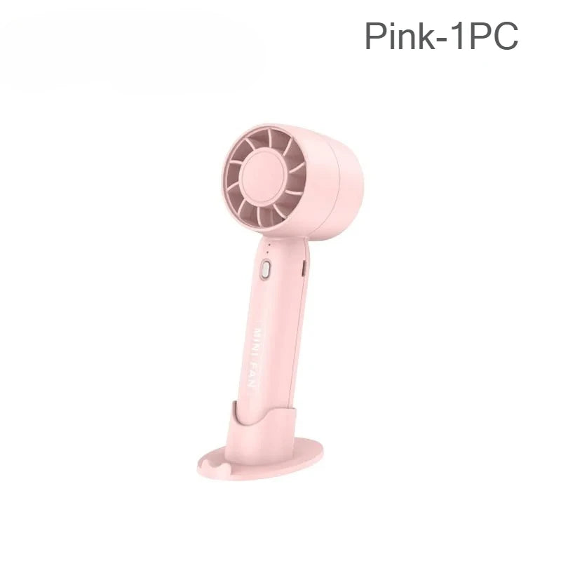 USB Rechargeable Mini Handheld Fan – 3-Speed Portable Desk Fan Handheld Portable Fan Babs Pink-1PC