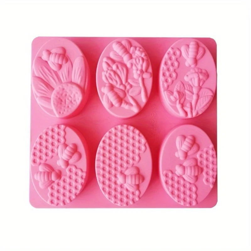 6-Cavity Silicone Bee Soap Mold – DIY Candle & Craft Mold Silicone Craft Mold Babs 1pc