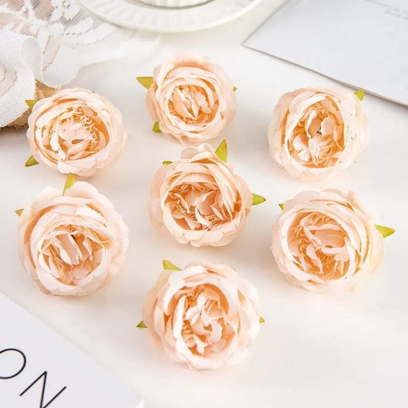 Silk Rose Artificial Flower Heads – Wedding & Home Décor Artificial Silk Flowers Babs Champagne 10 pieces