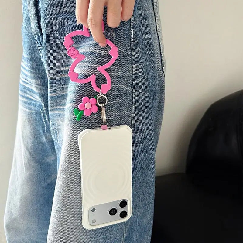 Silicone Cherry Blossom Phone Wrist Strap & Lanyard Charm Phone Wrist Strap Babs