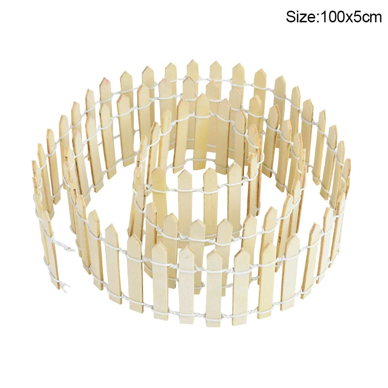 Mini Wooden Fence for Fairy Garden, Dollhouse & DIY Crafts Miniature Wooden Fence Babs 100x5cm-beige