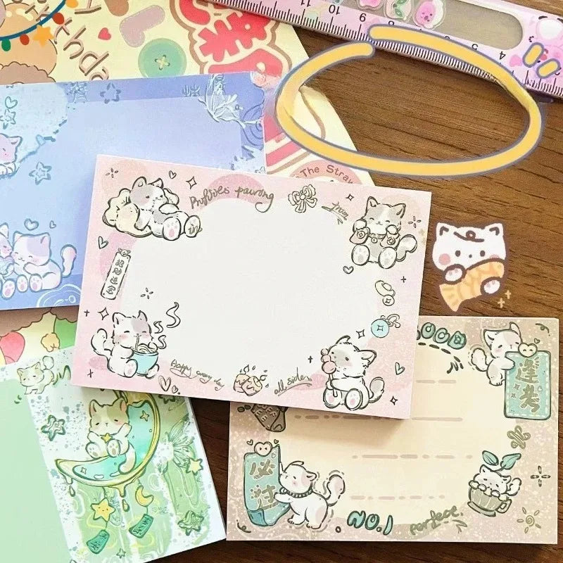 4-Pack Cute Cat Memo Pads – Tearable Cartoon Note Books Cartoon Memo Pads Babs