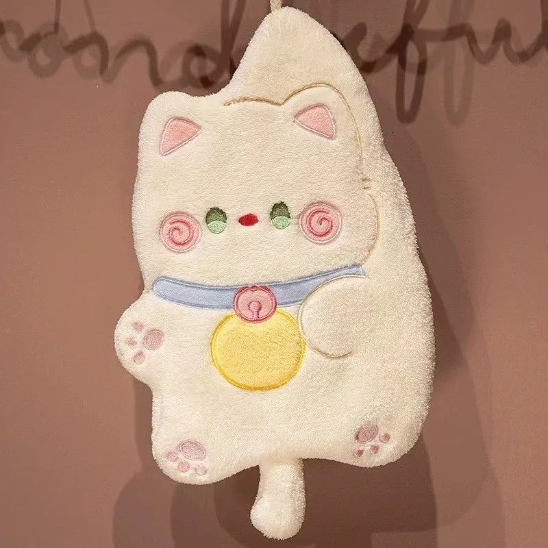 Cute Cat Hand Towel – Quick-Dry Coral Velvet Absorbent Towel Hand Towel Babs 03