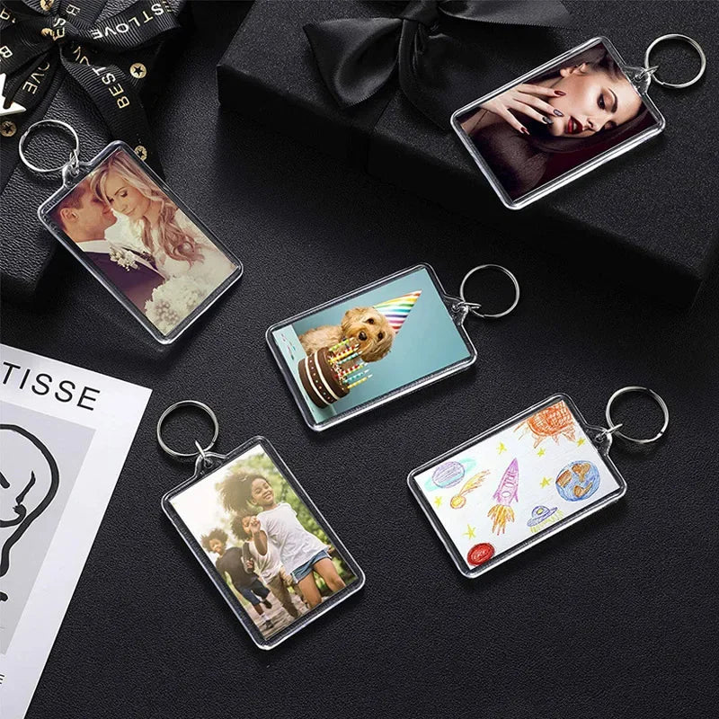 Clear Acrylic Photo Frame Keychain DIY Blank with Split Ring Photo Frame Keychain Babs