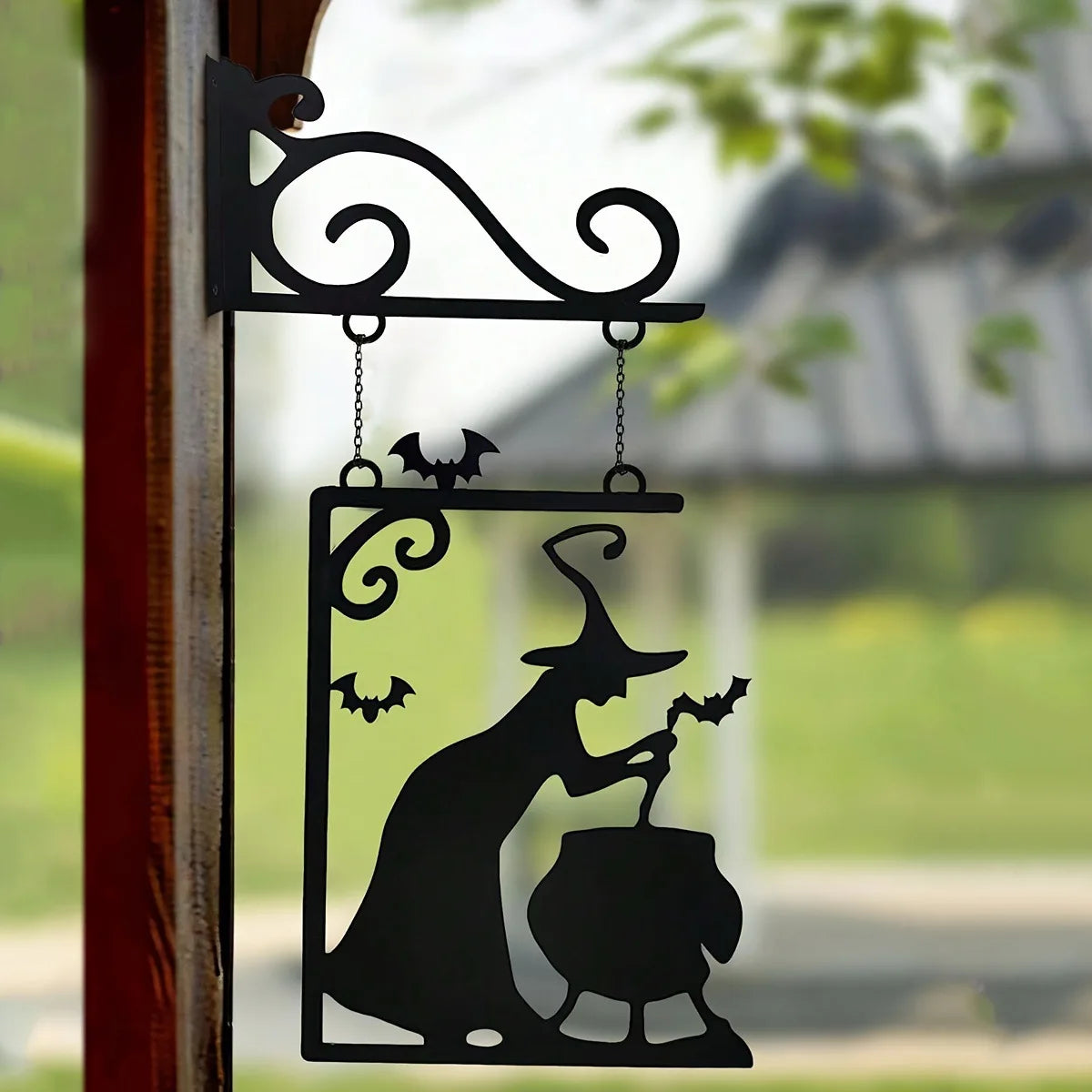 Vintage Metal Witch Silhouette Hanging Sign | Halloween Decor Halloween Wall Decor Babs