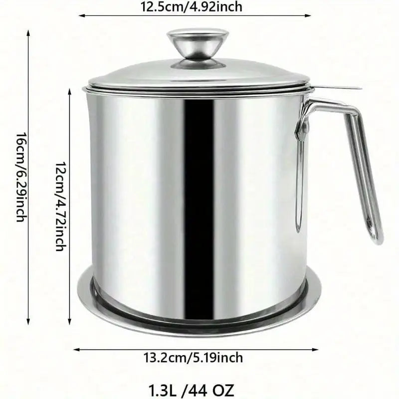 Stainless Steel Bacon Grease Container with Strainer & Lid Grease Storage Container Babs