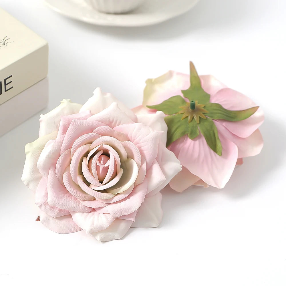 Silk Rose Artificial Flower Heads for Wedding & Home Decor 3/5 Pcs Artificial Flower Heads Babs F style 5Pcs