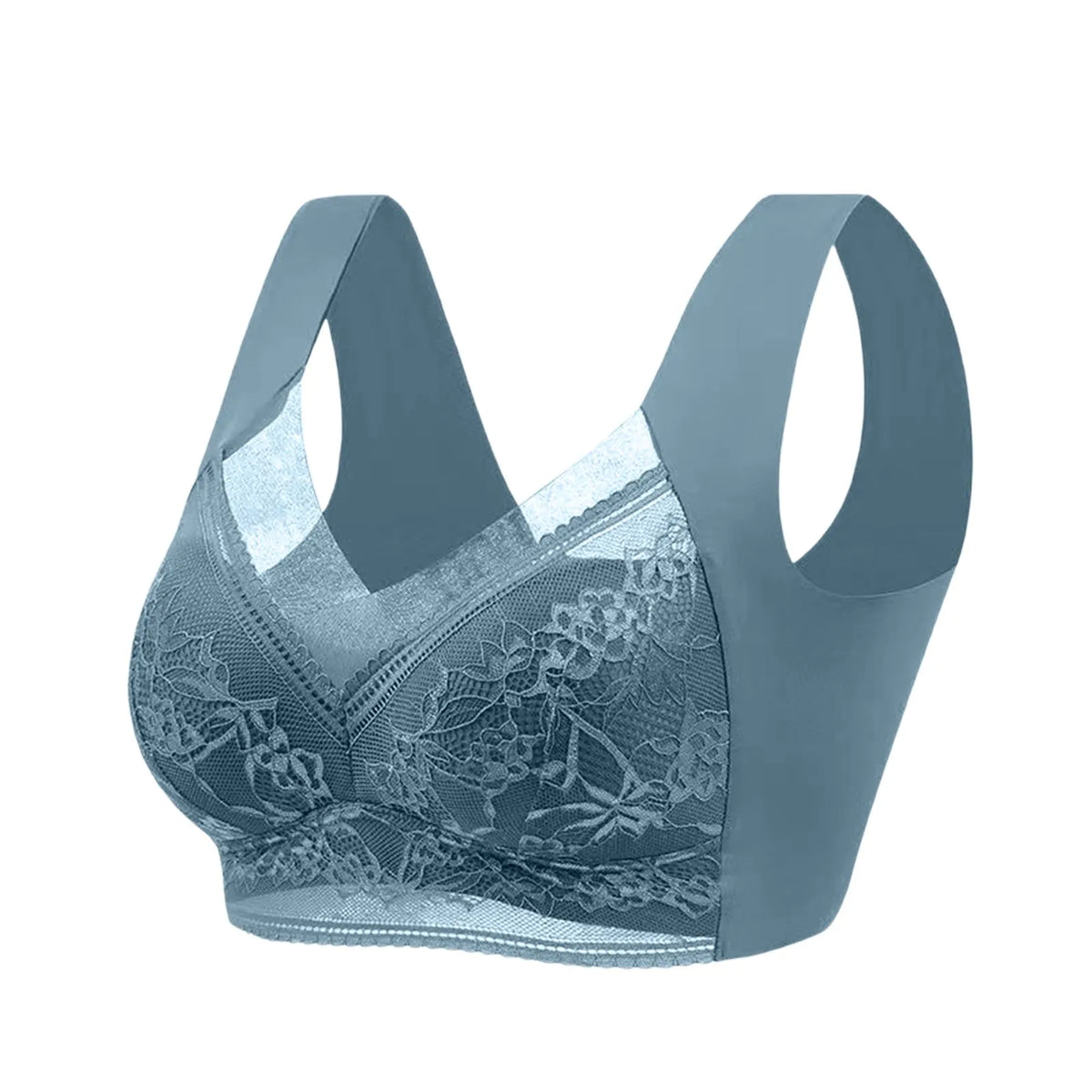 Women's Plus Size Seamless Lace Wire-Free Bralette | Sizes L–6XL Seamless Lace Bralette Babs Blue 48