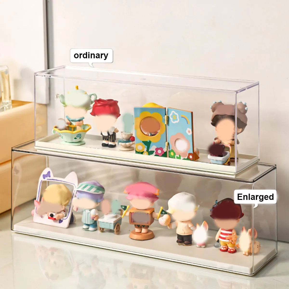 Transparent Doll Display Cabinet – Stackable Dust-Proof Storage Box Collectible Display Cabinet Babs