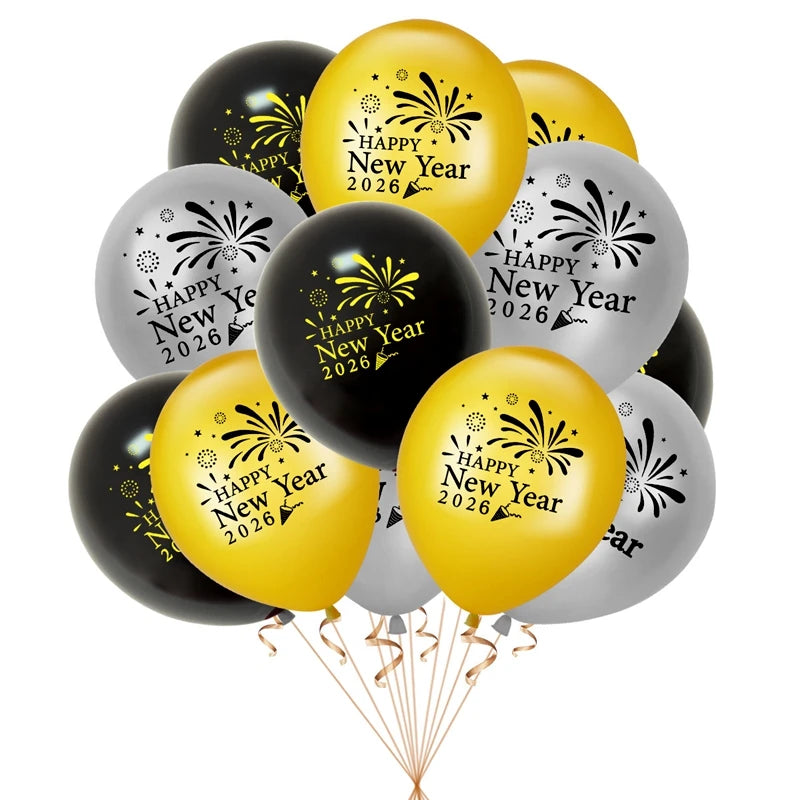2026 New Year's Eve Party Props, Glasses & Gold Balloons Kit Party Decoration Kit Babs