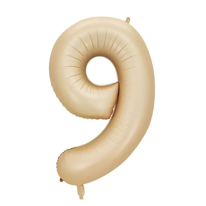 32/40" Cream Foil Number Balloons 1–9 | Party & Wedding Decor Foil Number Balloons Babs Caramel9 32inch