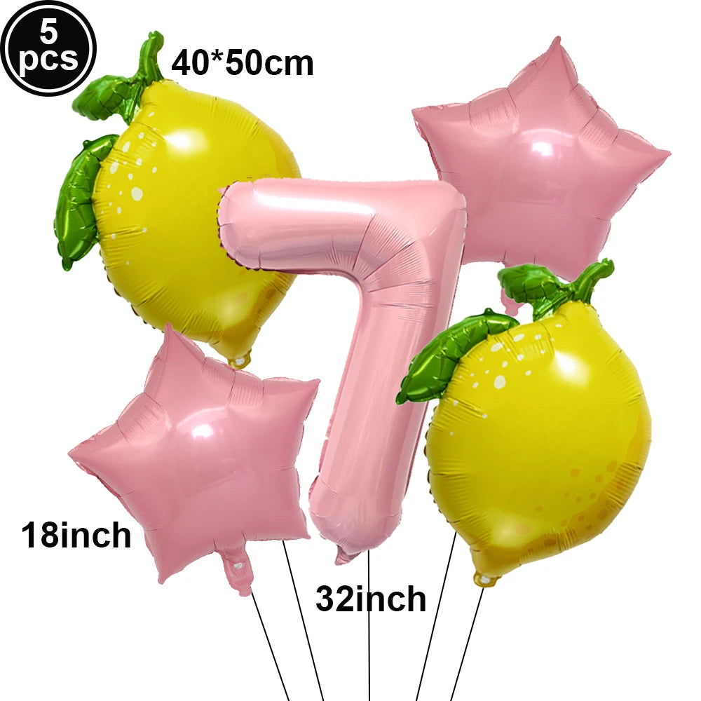 Lemon Foil Balloon Set with 32" Number Balloons – Party Decor Foil Balloon Set Babs plum as show