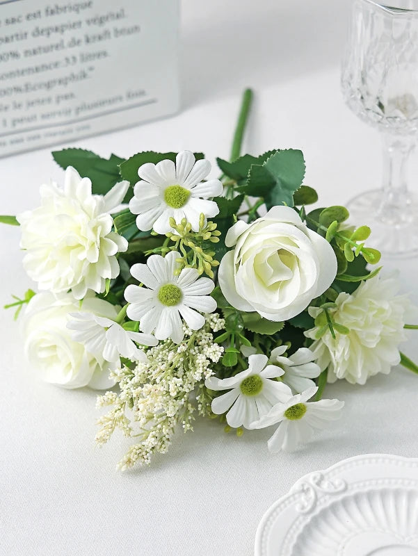 Silk Artificial Rose Flowers – Wedding Bouquet & Home Decor Artificial Silk Flowers Babs WHITE 1 pc
