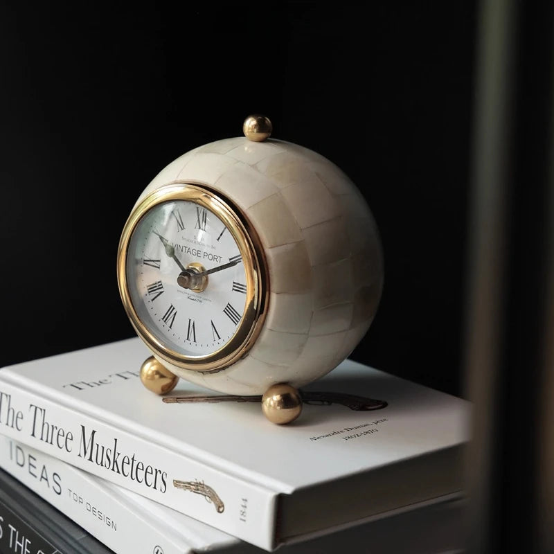 Handmade Cow Bone Retro Desk Clock – Nordic Home Décor Decorative Desk Clock Babs