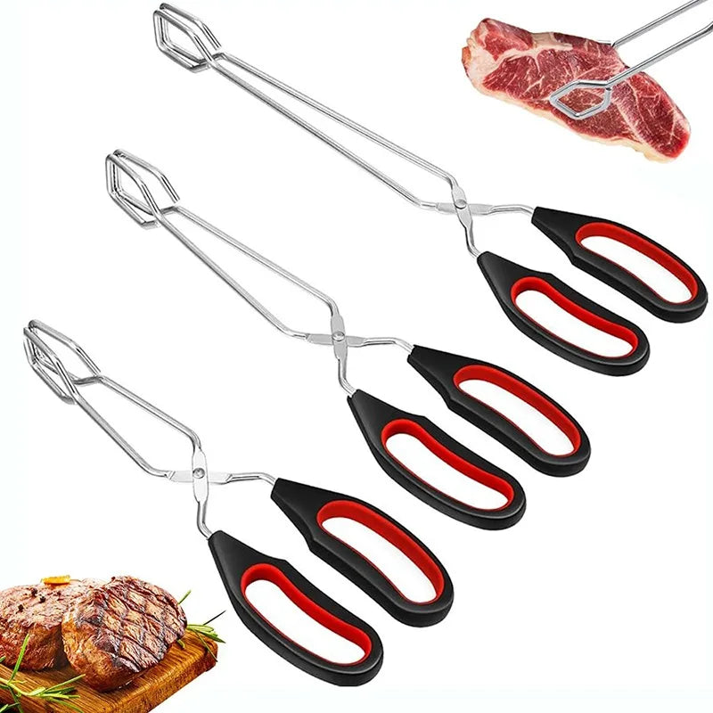 Stainless Steel BBQ Tongs – Non-Slip Long Handle Grilling Clip BBQ Grilling Tongs Babs