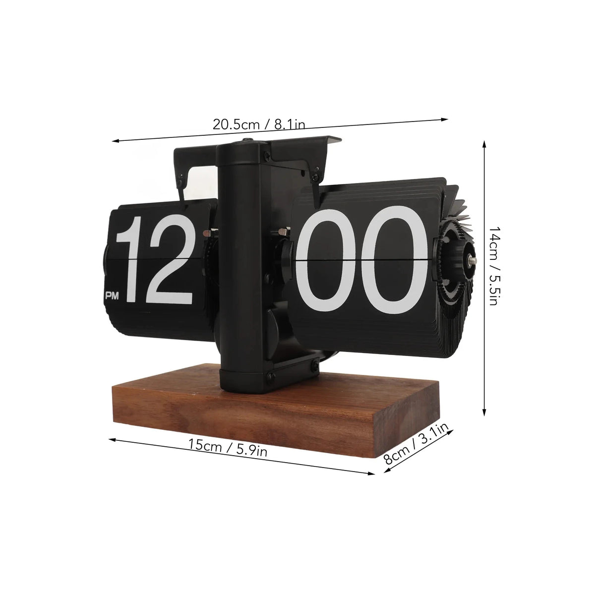Retro Auto Flip Clock – Black Walnut Desk Clock | Home Décor Flip Desk Clock Babs