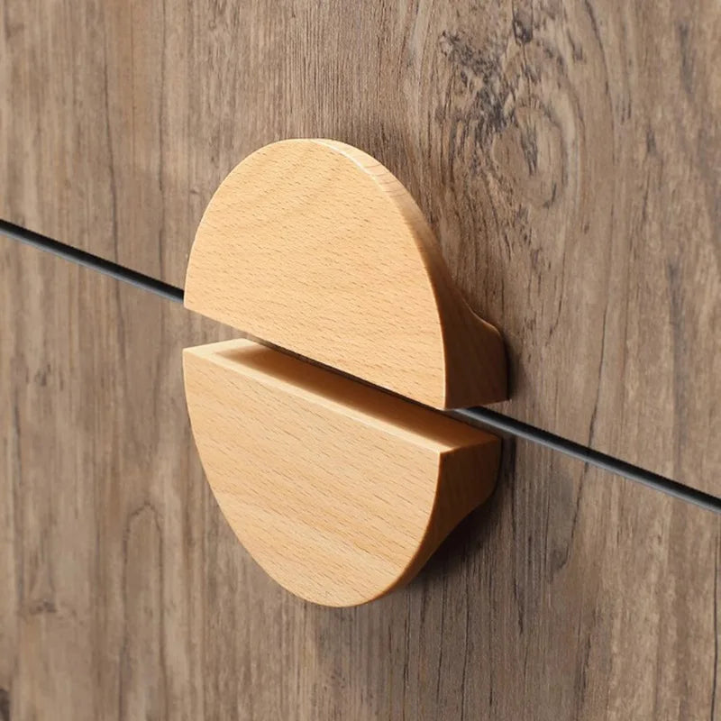 Walnut & Beech Wood Semicircular Cabinet Drawer Pull Handle Cabinet Pull Handle Babs
