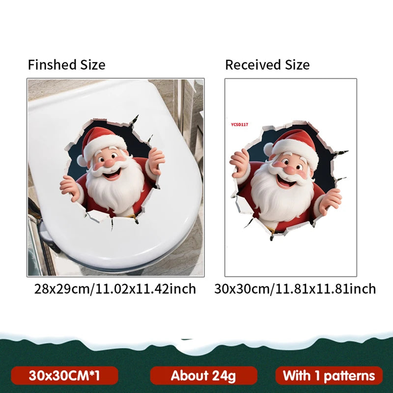 Santa Claus Christmas Toilet Stickers – Xmas Bathroom Decor 2025 Christmas Toilet Sticker Babs A