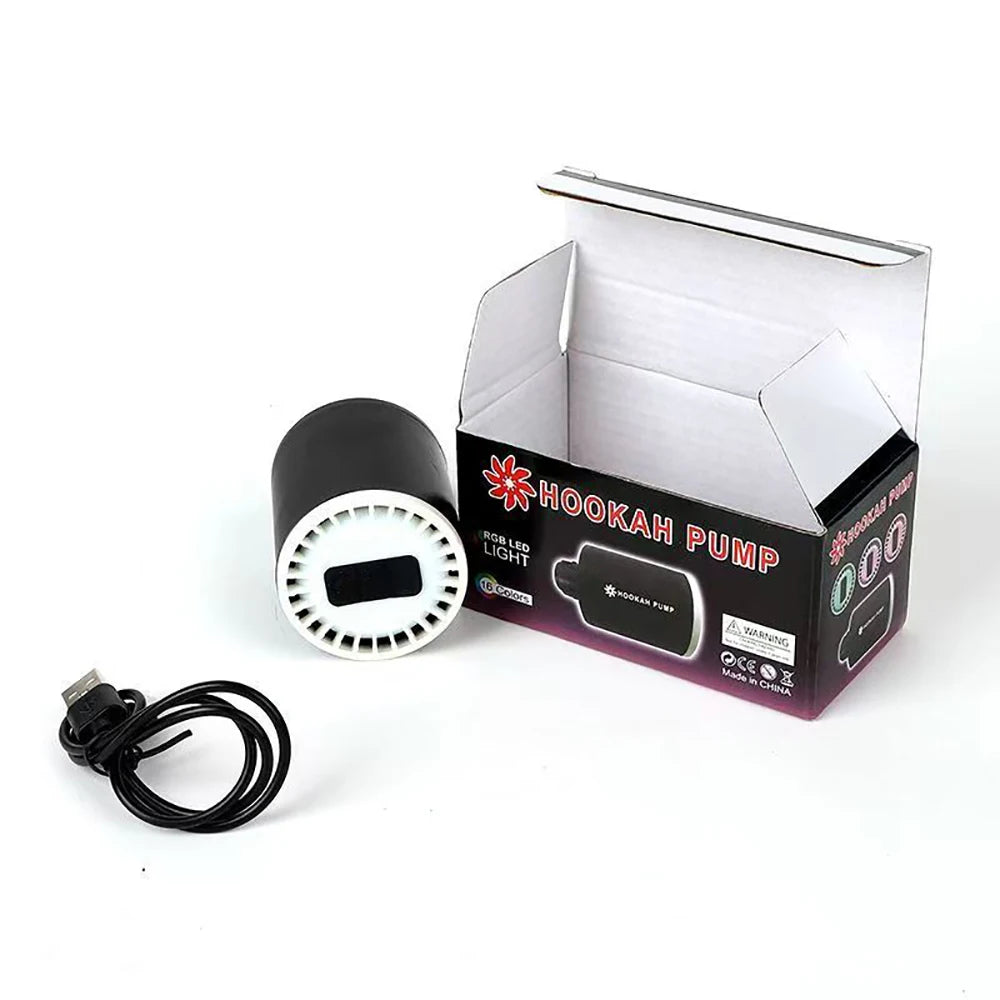 Rechargeable Electronic Hookah Pump with LED Light – Black Hookah Pump Babs