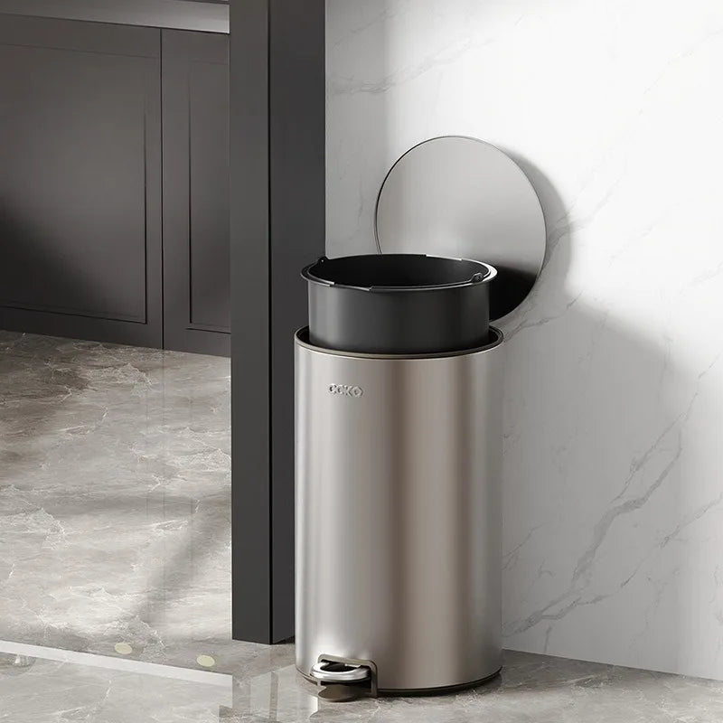 Stainless Steel Pedal Trash Can | 7L 11L 15L Round Dustbin Pedal Trash Can Babs