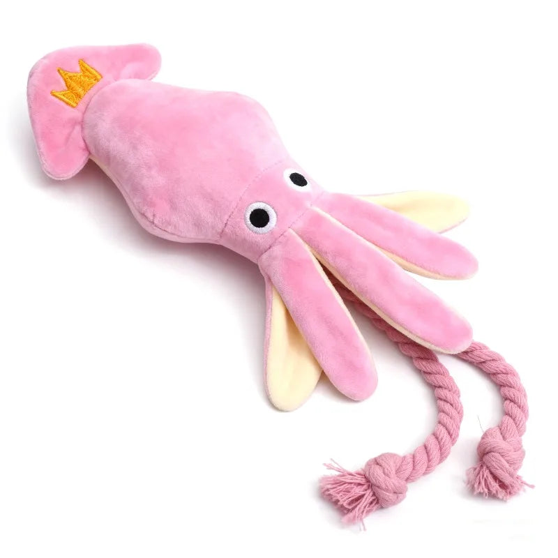 Octopus Dog Chew Toy – Plush Squeaky Rope Toy for Pets Dog Chew Toy Babs