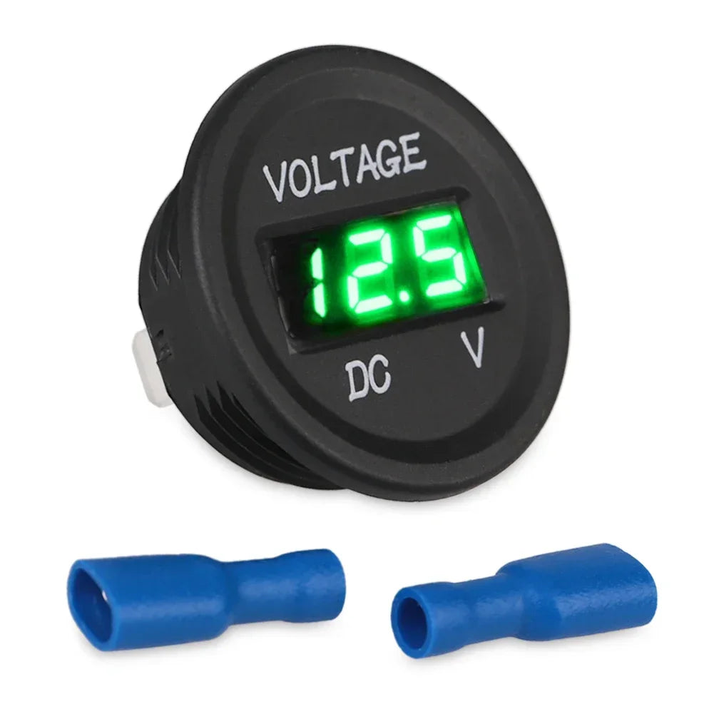 DC 12V-24V Digital Voltmeter Gauge – Waterproof, LED Display Digital Voltmeter Gauge Babs green