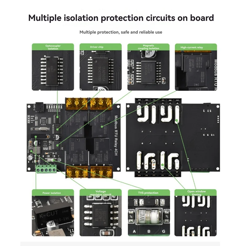 DIN Rail 4-Channel RS485 Relay Module – Modbus RTU Protocol Industrial Relay Module Babs Black