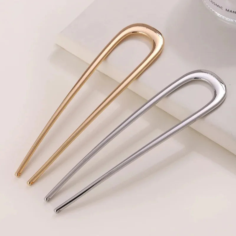 U-Shaped Metal Hair Fork Sticks | Gold Silver Black Alloy Hair Fork Sticks Babs