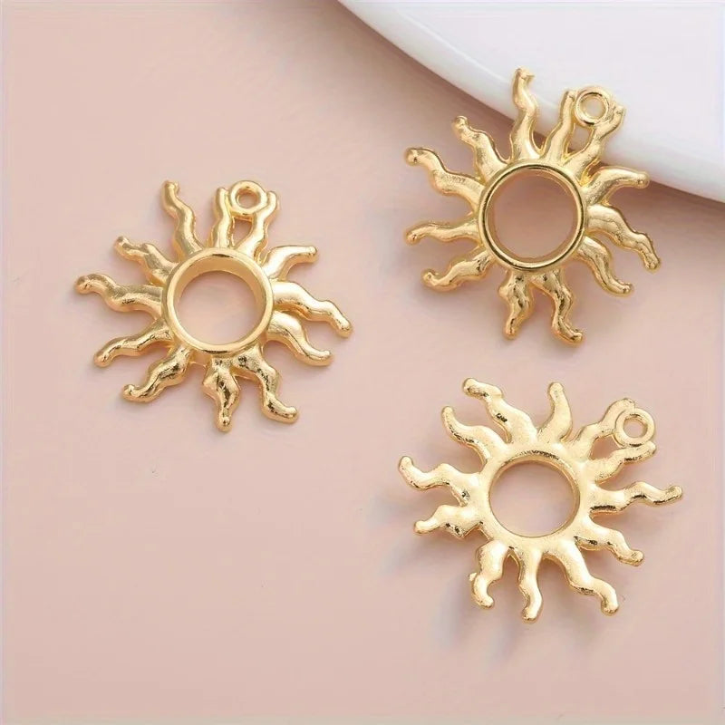 10pcs Metal Sun Pendants for DIY Necklace & Earring Making Jewelry Making Charms Babs