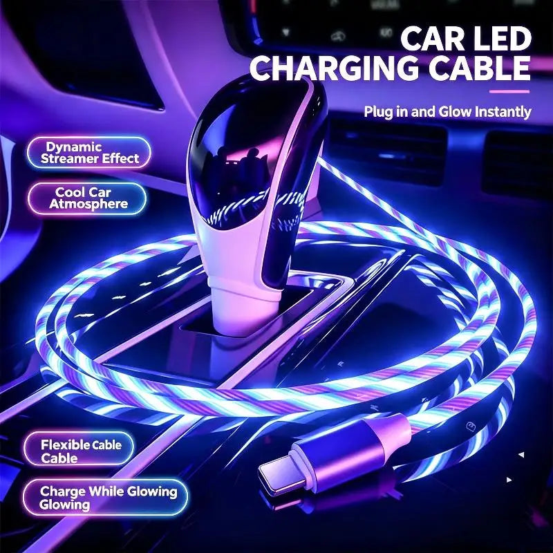 LED Flowing Light USB-C Fast Charging Cable | Glow Effect LED Charging Cable Babs
