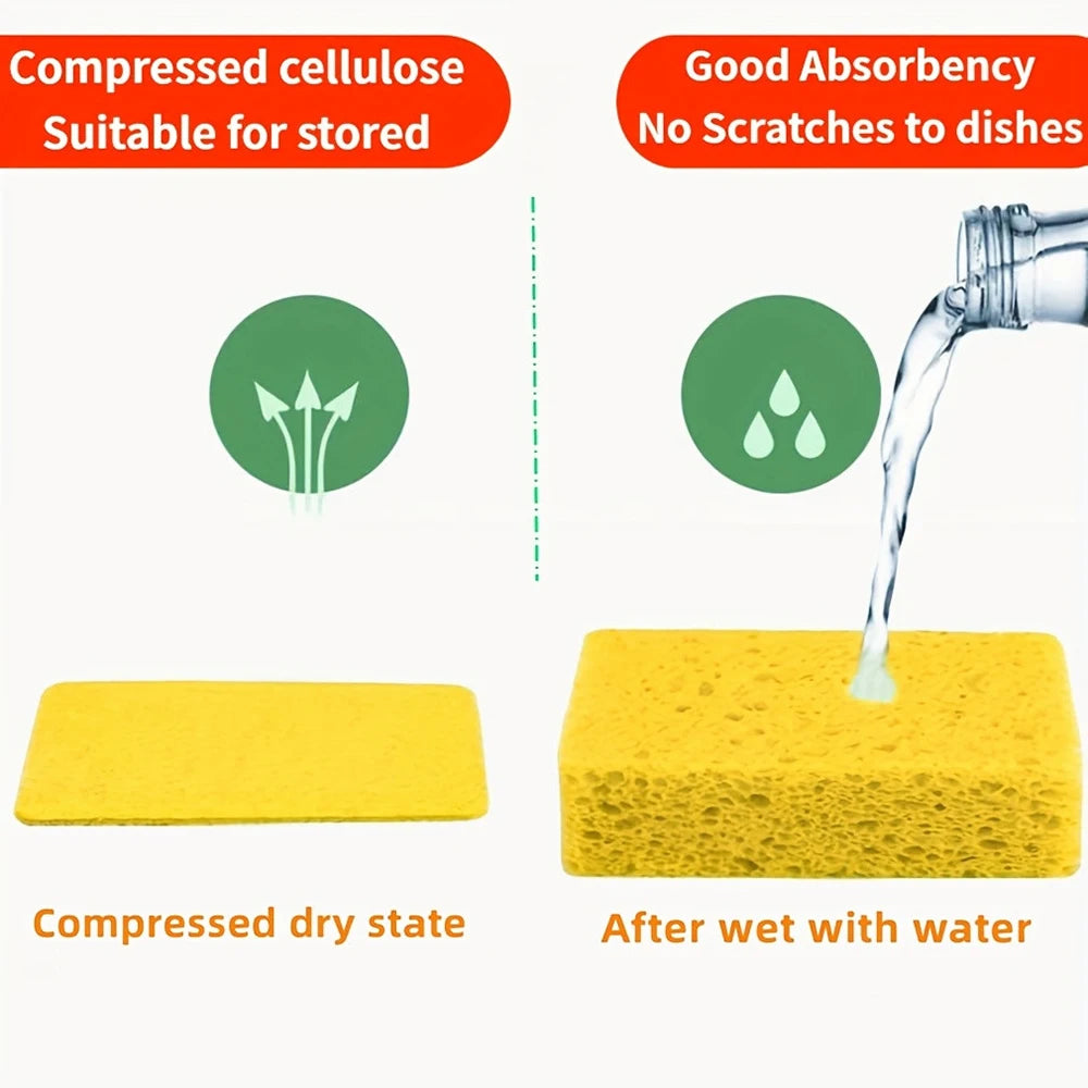 Compressed Cellulose Pop-Up Sponges – Non-Scratch Kitchen Scrubber Kitchen Cleaning Sponge Babs