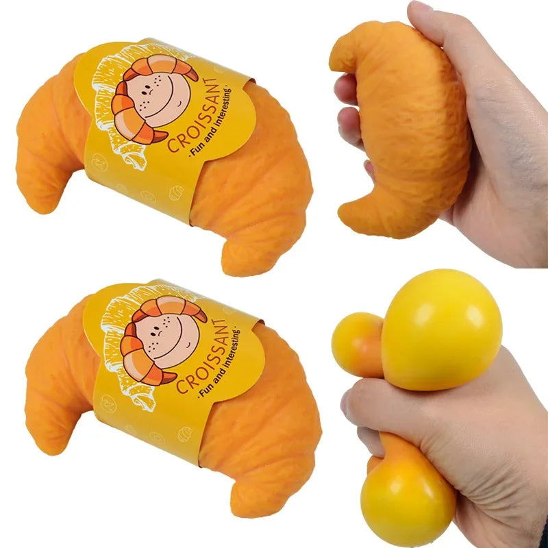 Croissant Squishy Fidget Toy – Slow-Rise TPR Squeeze Ball Squishy Fidget Toy Babs