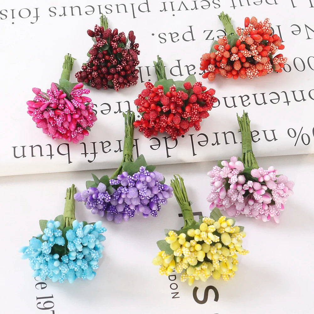 12Pcs Artificial Berry Stamen Flowers – DIY Wedding & Christmas Artificial Craft Flowers Babs