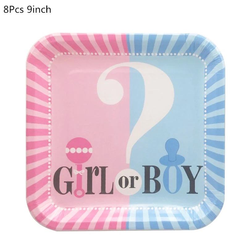 Gender Reveal Disposable Tableware Set – Baby Shower Party Disposable Tableware Set Babs 8pcs 9inch plate