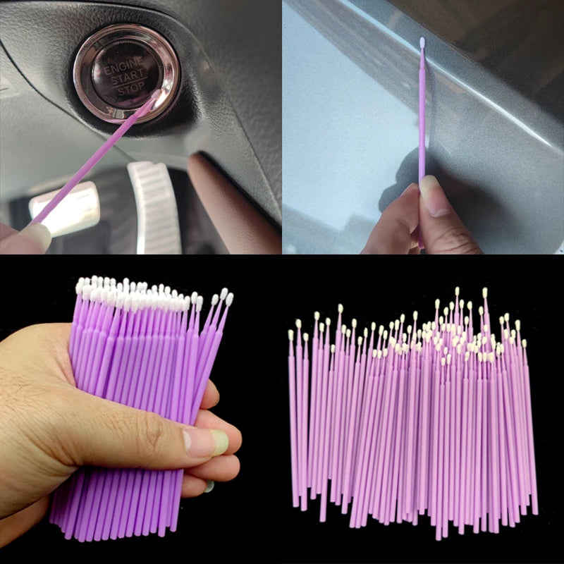 100Pcs Car Touch Up Paint Micro Brush Applicator Sticks 1.5mm Micro Brush Applicators Babs