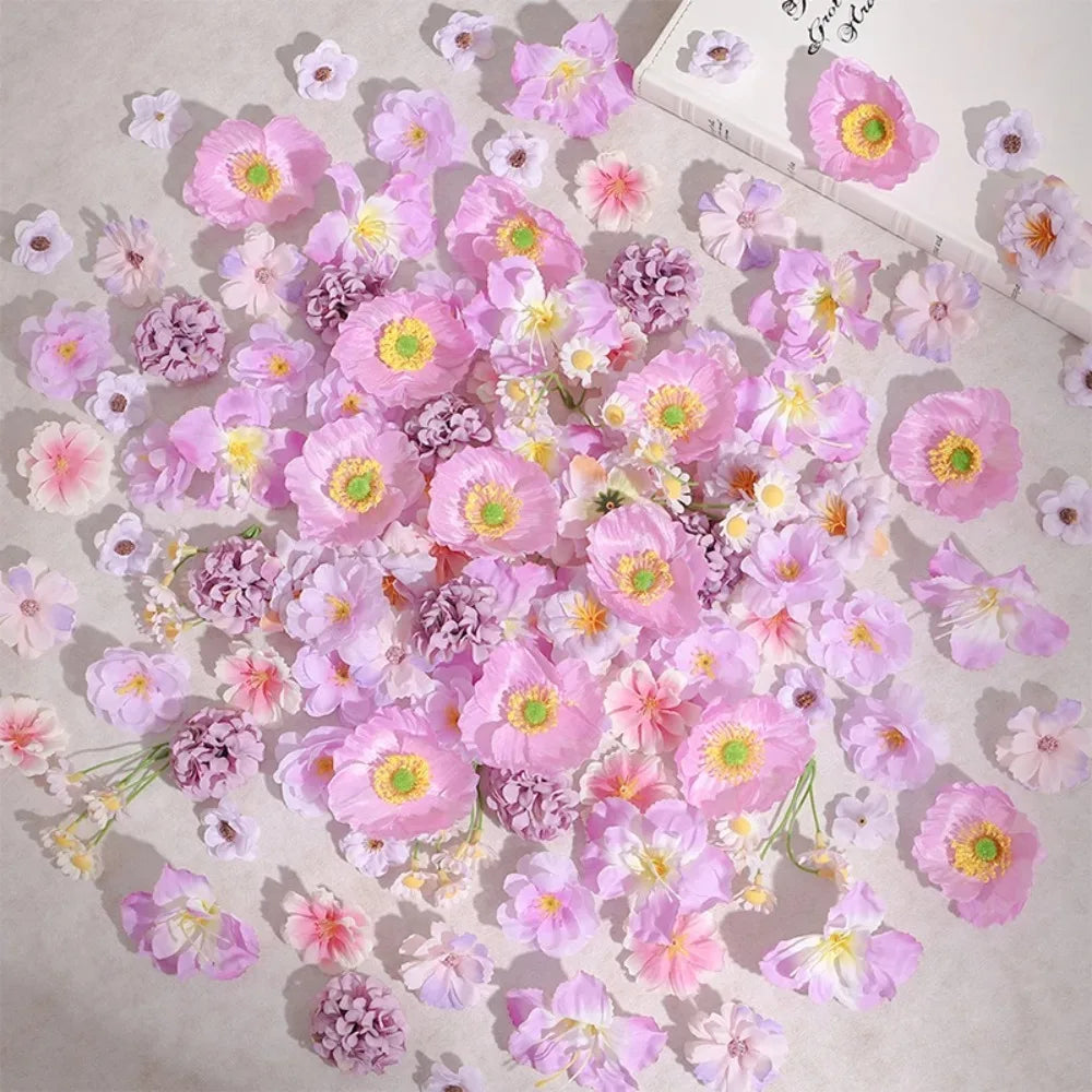 Silk Artificial Rose & Daisy Flower Heads – 20/50 Pcs DIY Decor Artificial Flower Heads Babs Purple 20Pcs
