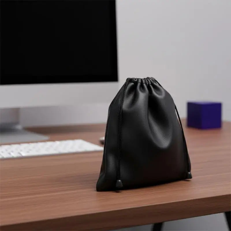PU Leather Drawstring Bag – Dust-Proof Headphone Storage Pouch Drawstring Storage Bag Babs