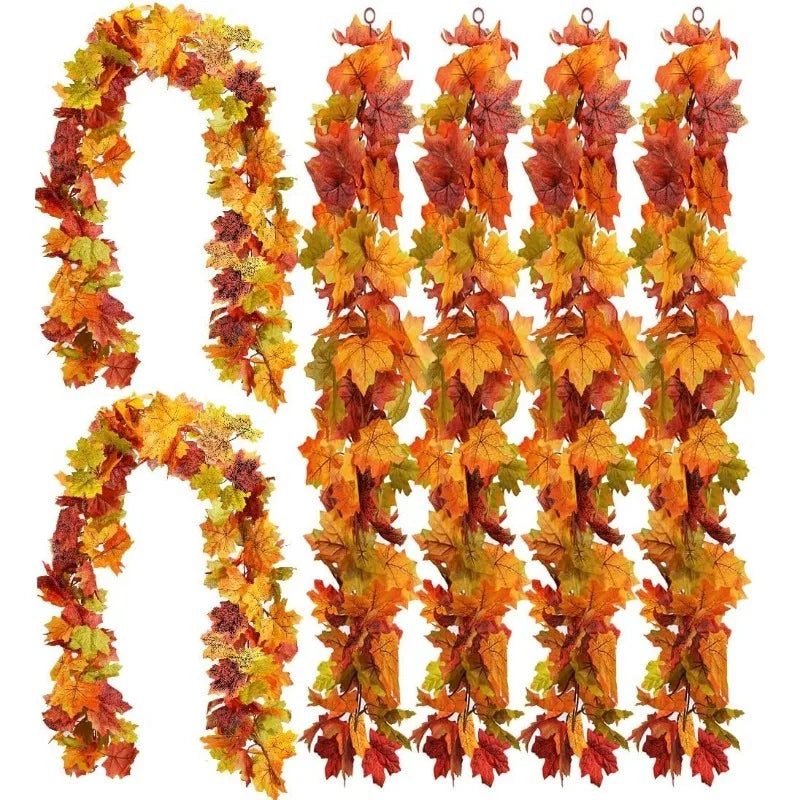 2M Fall Maple Leaf Artificial Garland | Autumn Vine Decor Artificial Leaf Garland Babs