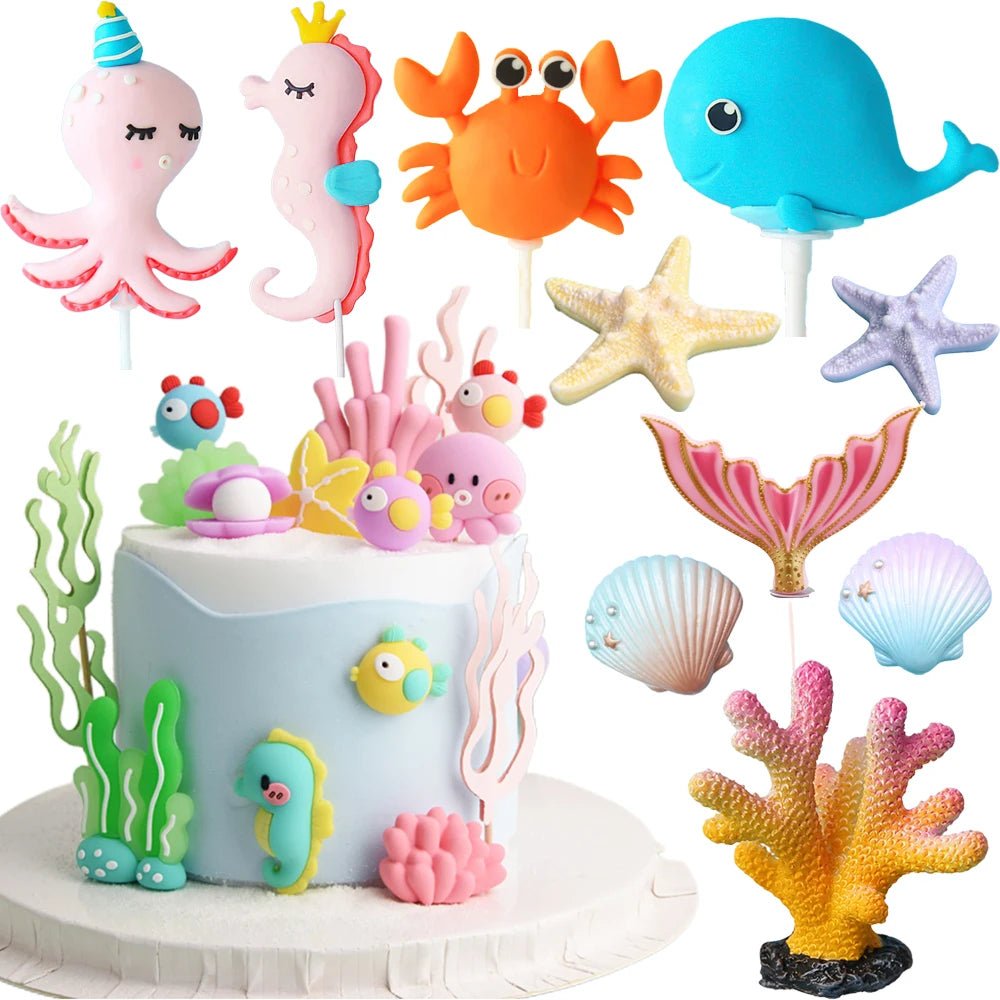 Marine Animal Cake Toppers – Ocean Birthday Party Decorations Cake Toppers Babs
