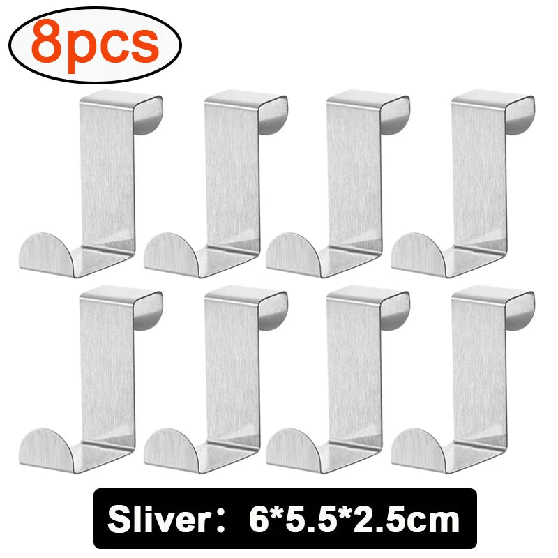 Stainless Steel Z-Shape Over Door Hooks – Heavy Duty Hanger Over Door Hook Babs 8pcs
