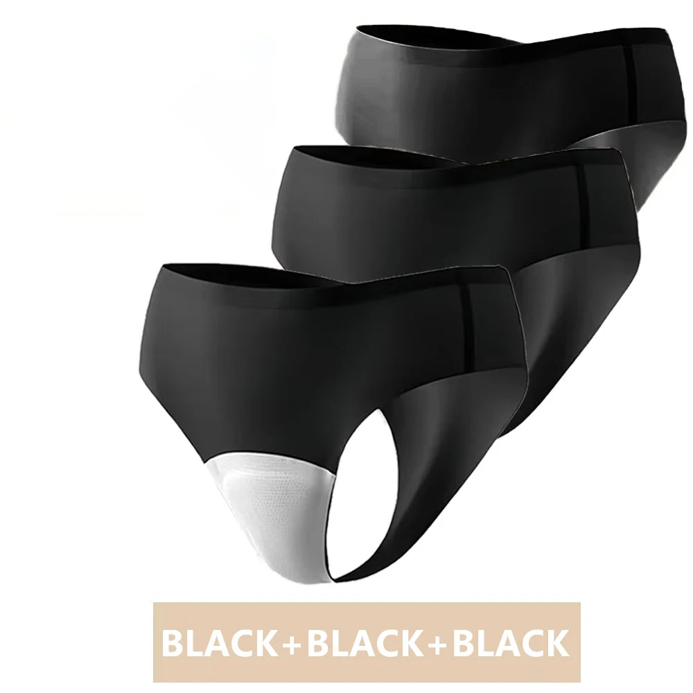 3-Pack Seamless Camel Toe Proof Thongs for Gym & Leggings Women's Seamless Thongs Babs BLACK 3PCS M PACK