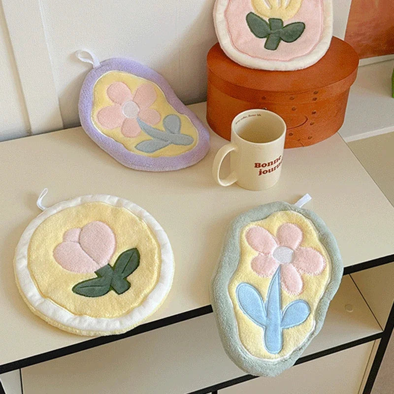 Kawaii Floral Hanging Hand Towel – Quick-Dry Kitchen & Bath Hand Towel Babs