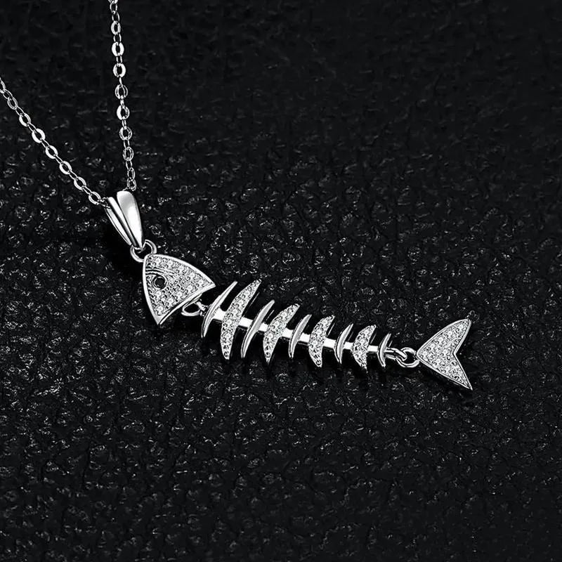 Fish Bone Pendant Necklace – Cubic Zirconia for Women Pendant Necklace Babs