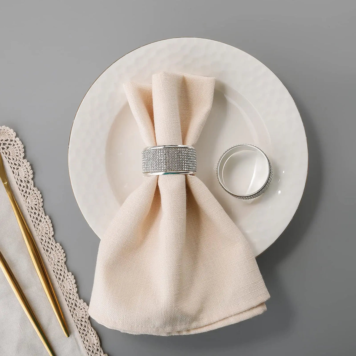 Crystal Rhinestone Metal Napkin Rings – Elegant Banquet Table Decor Napkin Rings Babs