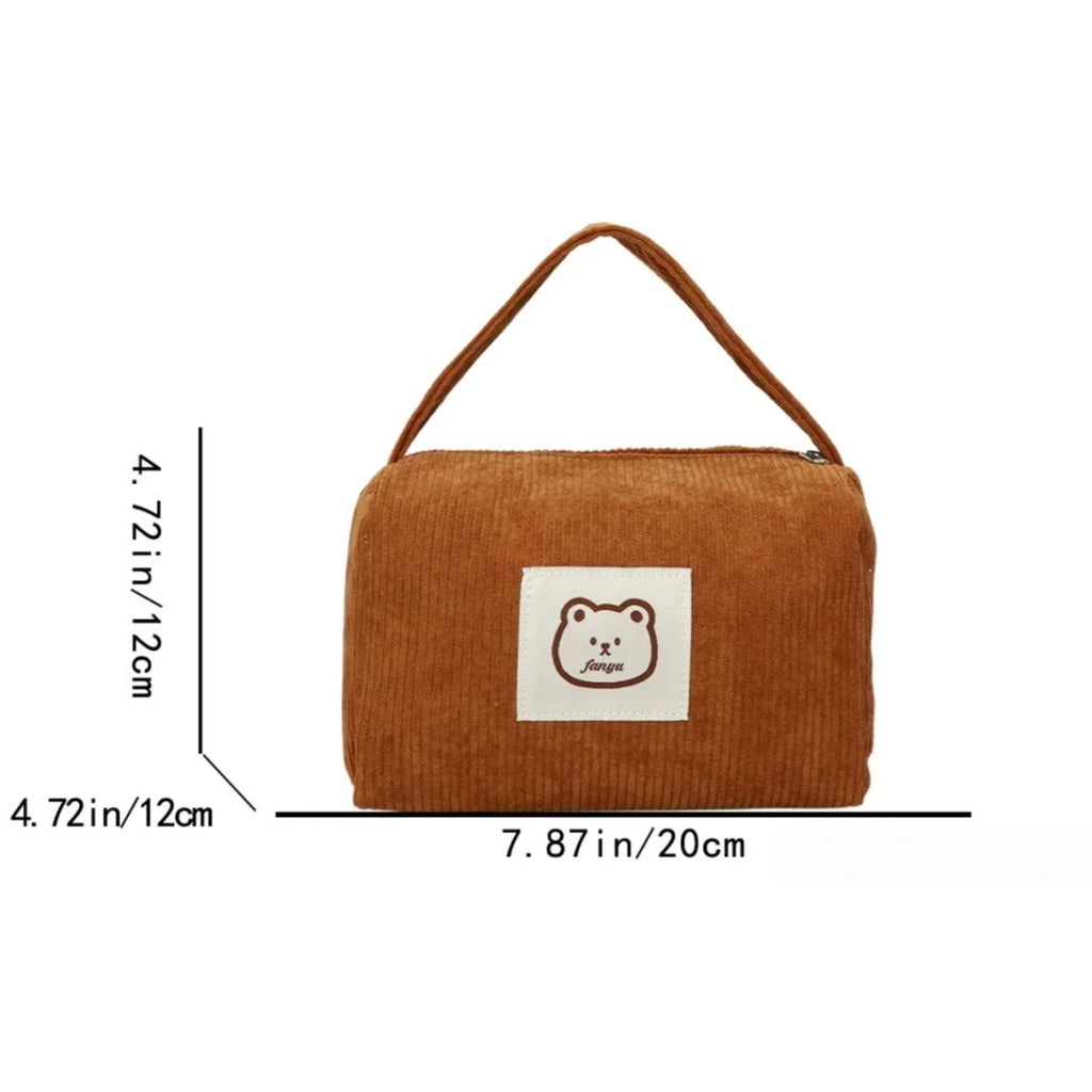 Large Corduroy Makeup Bag for Women – Bear Cosmetic Organizer Cosmetic Organizer Bag Babs